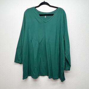 Woman Within Long Sleeve T-Shirt Womens 3X Basic Baselayer Lounge 100% Cotton